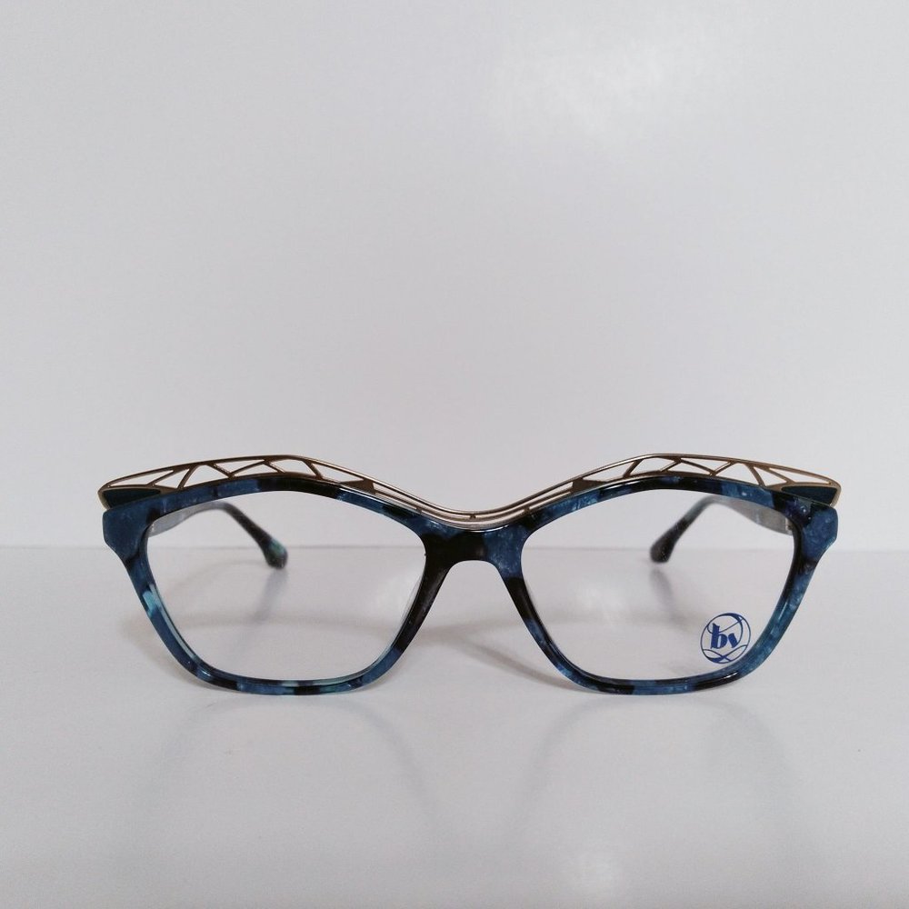 Women's Bon Vivant Teal Marble Designer Cat Eyeglasses Frames Handmade Italy